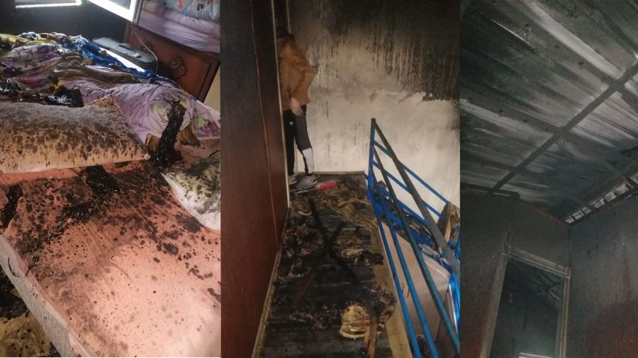 YILDIRIM DÜŞEN EVDE YANGIN ÇIKTI