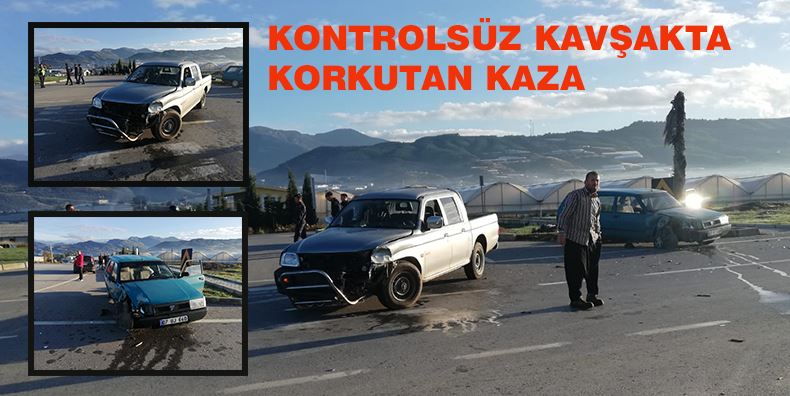 KONTROLSÜZ KAVŞAKTA KORKUTAN KAZA