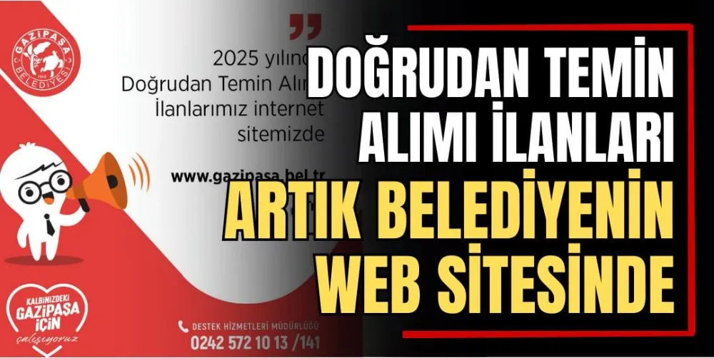 Doğrudan Temin Alımı İlanları Artık Belediyenin Web Sitesinde   